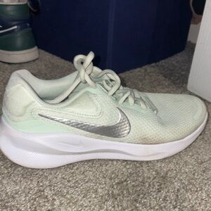 Nike Green and Silver Sneakers Sleek Modern Design